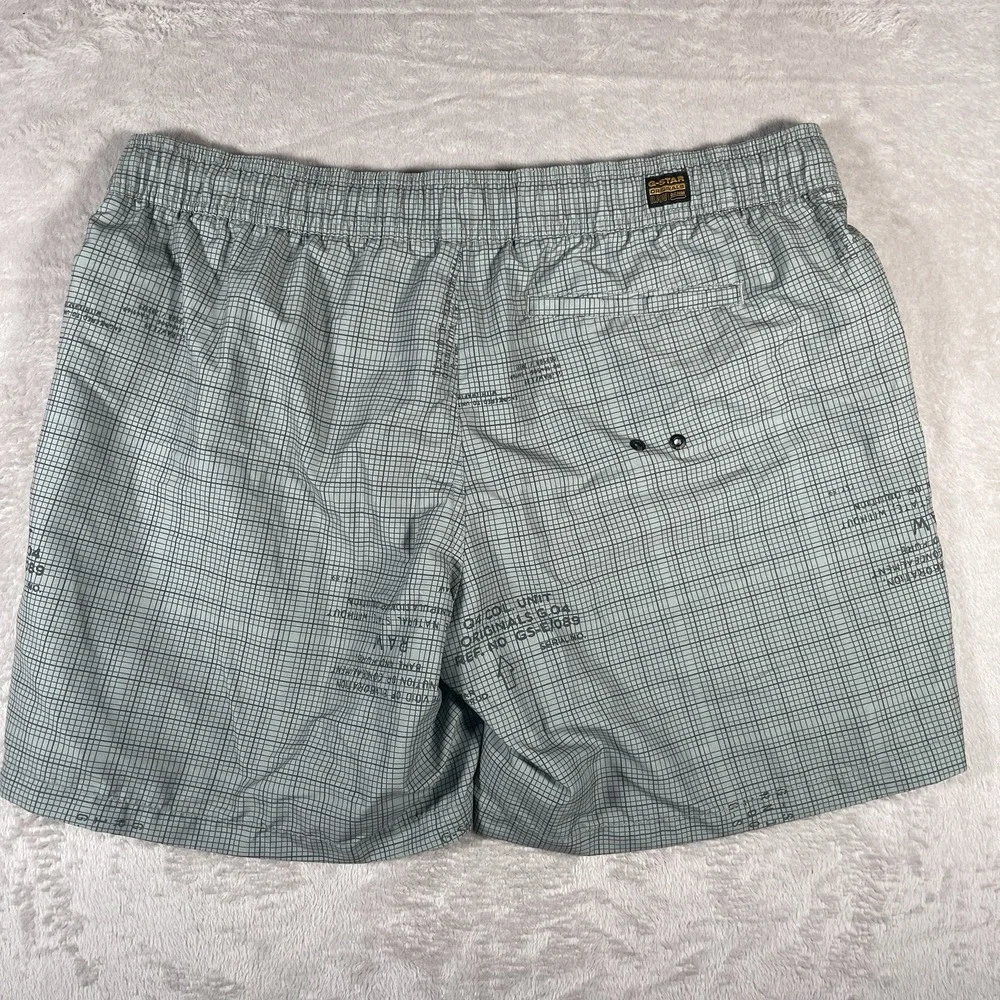G-Star Dirik Iceberg Green Graphic Paper Allover Swim Shorts Mens XXL Upper Leg